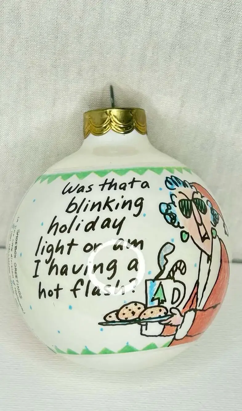 Hallmark Shoebox Greetings Ornament Hot Flash 1991 Vintage Glass